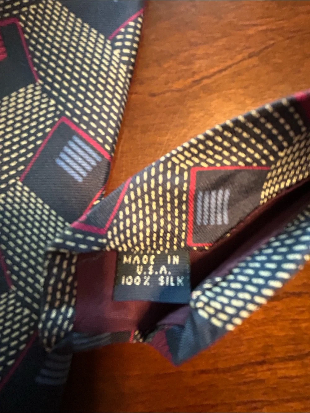 Tanner Geometric Pattern 100% Silk Neck Tie